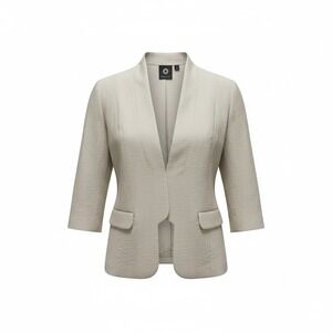 Amber Sun Blazer Women Medium Beige 3/4 Sleeve Linen Quiet Luxury Minimalist